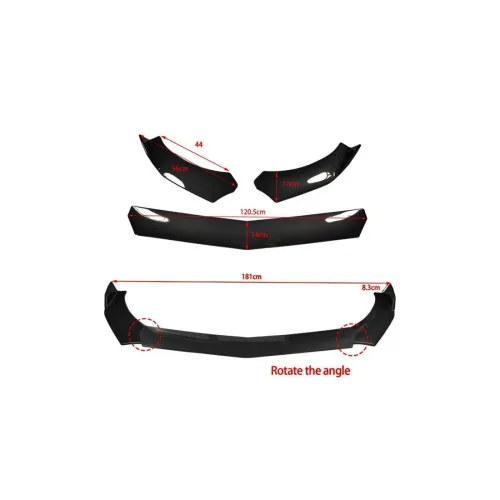Prelungire bara fata auto universala spoiler 181cm negru lucios 3 piese — imaginea 3
