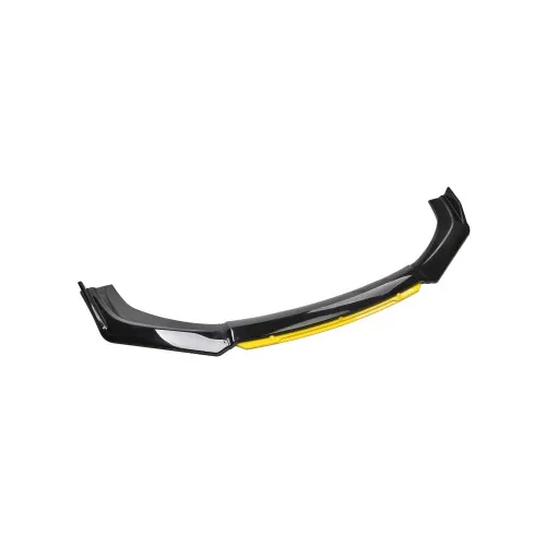 Prelungire bara fata universala spoiler auto negru lucios cu galben 175 cm din ABS flexibil 4 piese