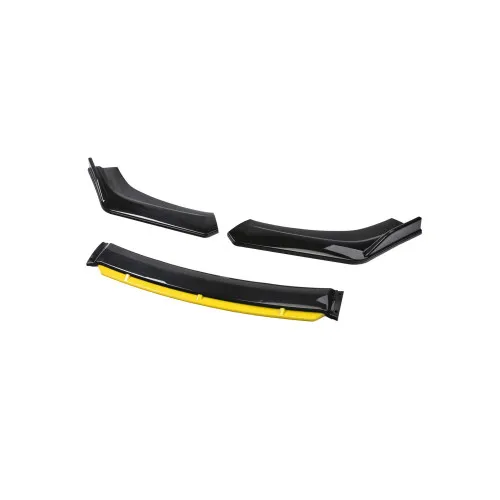 Prelungire bara fata universala spoiler auto negru lucios cu galben 175 cm din ABS flexibil 4 piese — imaginea 3