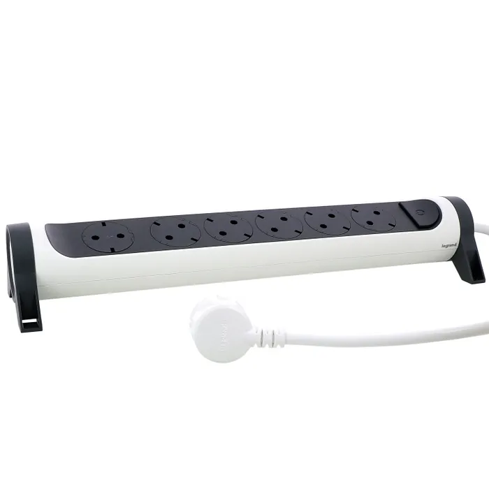 Prelungitor 6 prize Legrand 694539, 3 m, 3680W, 3 x 1.5 mmp, protectie copii, alb + negru