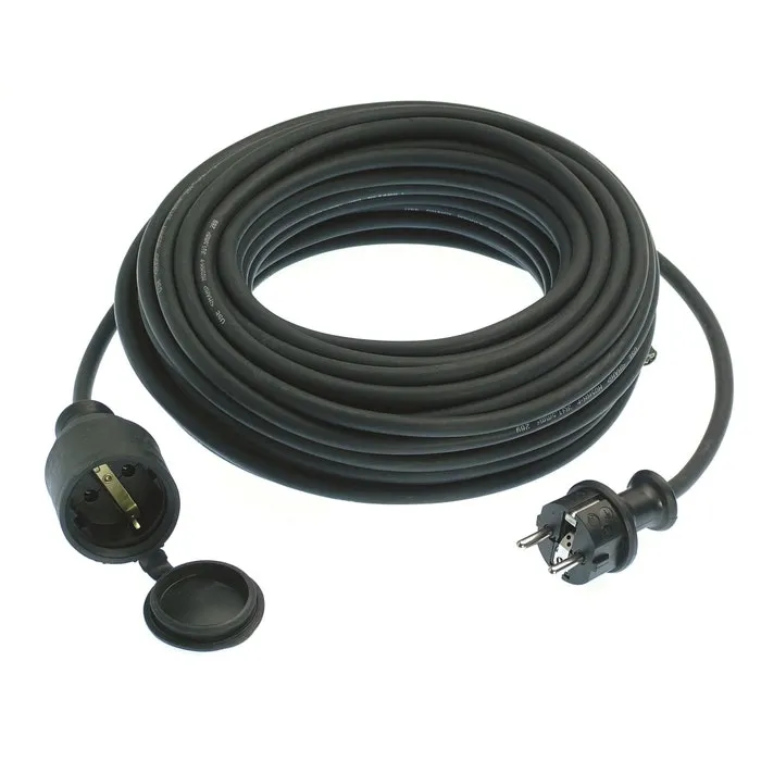 Prelungitor cauciuc cu fisa si cupla 60383, 10 m, H07RR-F 3 x 2.5 mmp