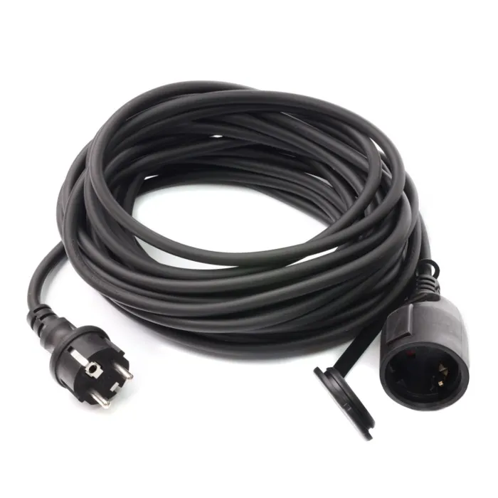 Prelungitor cu fisa si cupla, contact de protectie, 10 m, 3 x 1.5 mmp, negru