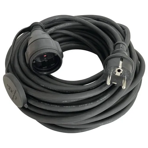Prelungitor electric 10m 3500W negru, cablu cauciuc natural, pentru exterior IP44