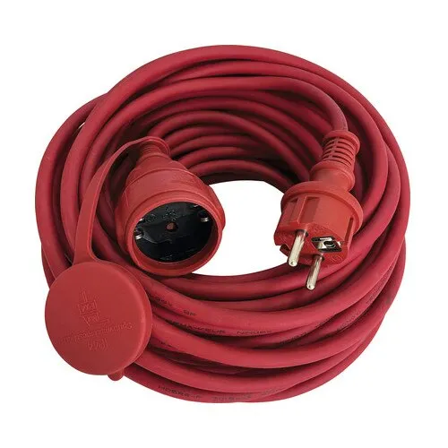 Prelungitor electric 25m 3500W rosu, cablu cauciuc natural, pentru exterior IP44