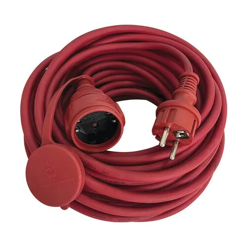 Prelungitor electric 25m 3600W rosu, cablu cauciuc natural, pentru exterior IP44
