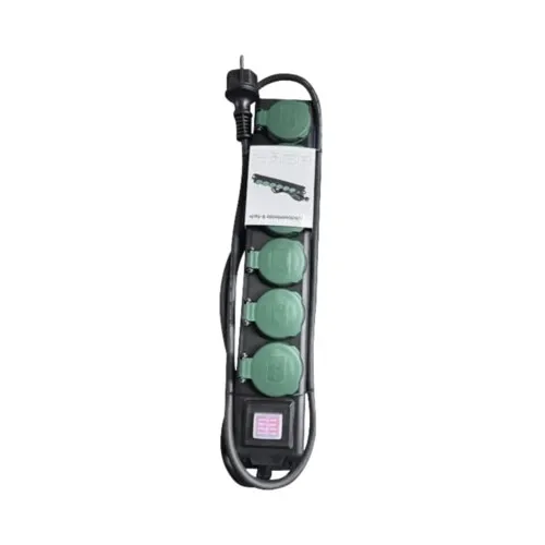 Prelungitor electric 6 prize 1, 4m 3500W negru verde, cu intrerupator