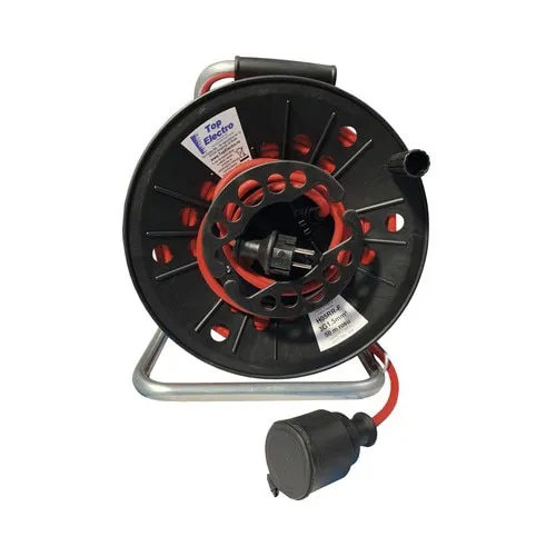 Prelungitor electric pe tambur de plastic 25m cablu cauciuc 3x1, 5 mm², pentru exterior IP44