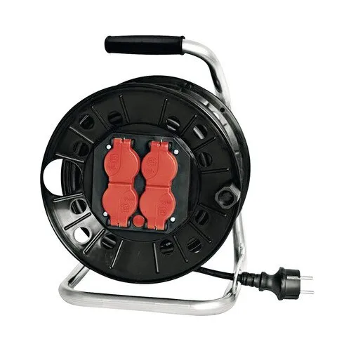 Prelungitor electric pe tambur de plastic 4 prize 25m cablu cauciuc 3x1, 5 mm², pentru exterior IP44