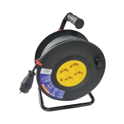 Prelungitor electric pe tambur de plastic Gelux 4 prize 25m cablu PVC 3x1, 5 mm²
