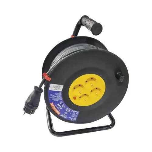 Prelungitor electric pe tambur de plastic Gelux 4 prize 40m cablu PVC 3x1, 5 mm²