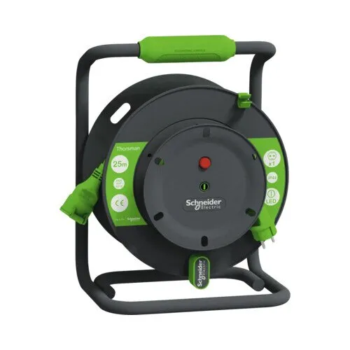 Prelungitor electric pe tambur de plastic Schneider 25m cablu PVC 3x1, 5 mm², pentru exterior IP44
