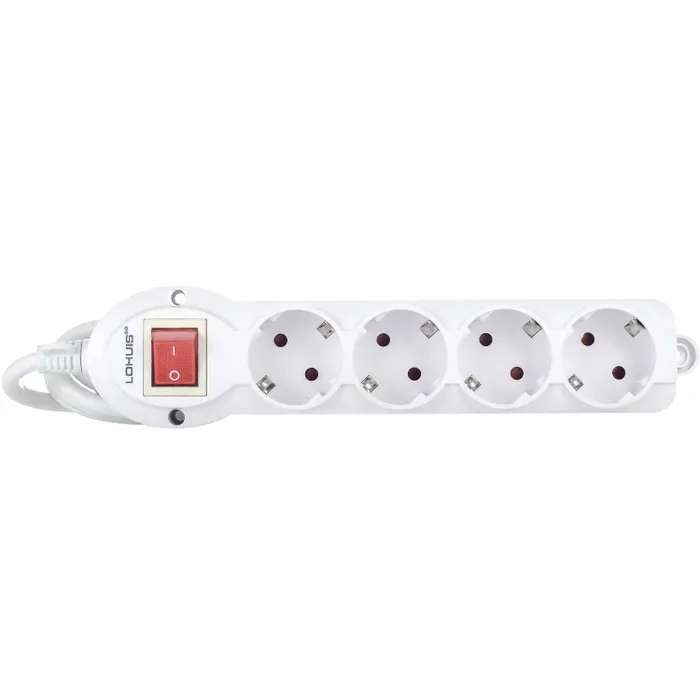 Prelungitor Lohuis 4 prize, 3 m, 3500W, 3 x 1.5 mmp, contact de protectie, intrerupator