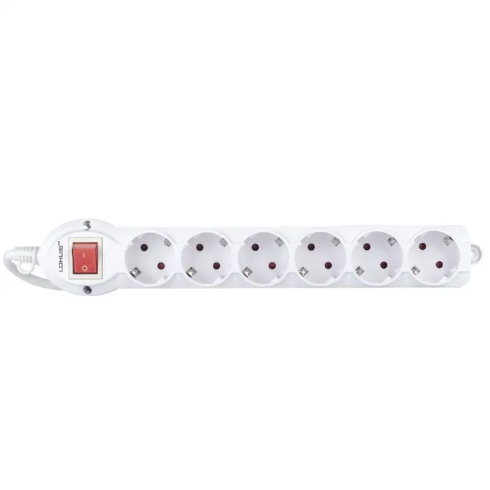 Prelungitor Lohuis 6 prize, 5 m, 3500W, 3 x 1.5 mmp, contact de protectie, intrerupator