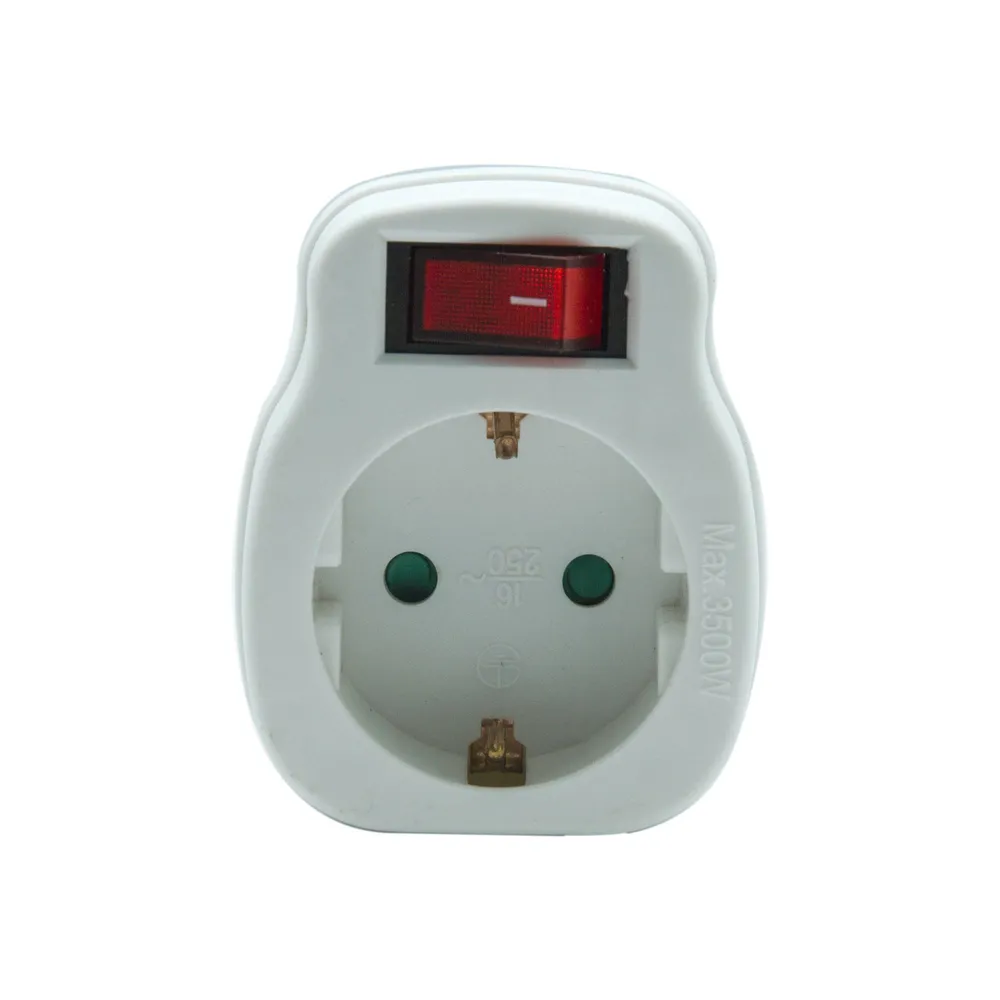 Priza adaptor cu intrerupator simpla 16A, alb, Lexman
