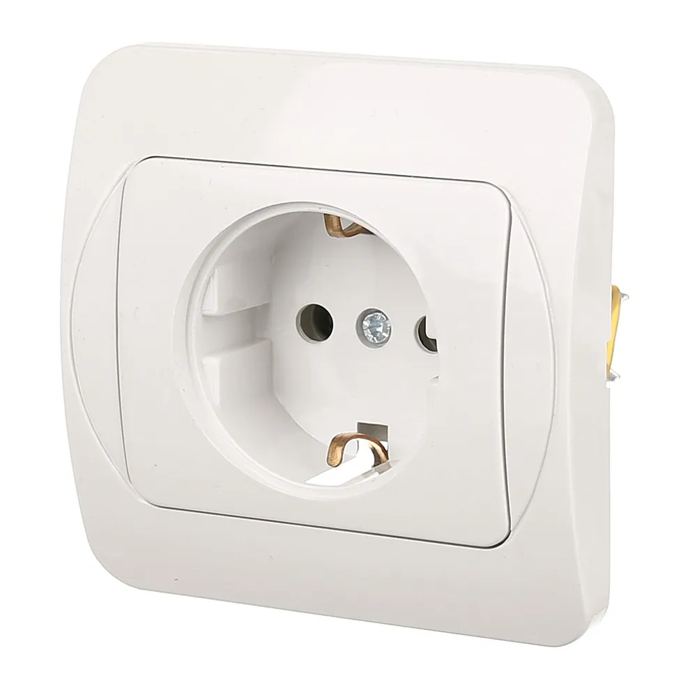 Priza schuko simpla Quatric Praktic, clasica, IP20, alba