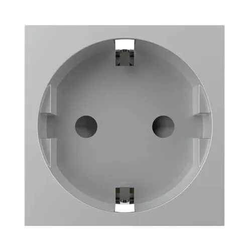 Priza simpla cu impamantare, 2 module, argintie, pentru montare sub tencuiala, grad de protectie IP 44