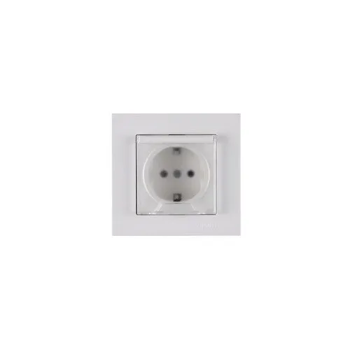Priza simpla cu impamantare Arvia Electric, capac de protectie, alb, 1 slot