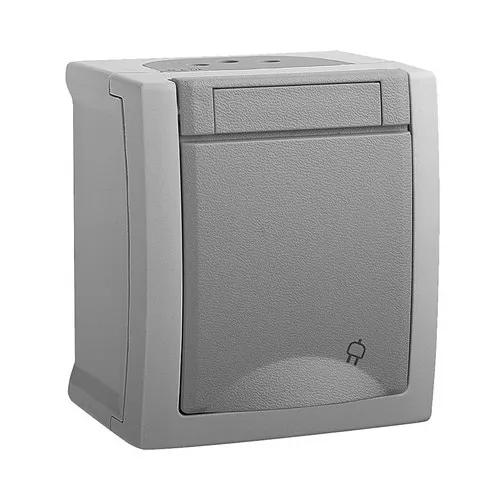 Priza simpla Panasonic Pacific, 2 prize, gri, 80x80x40mm, montaj aparent, IP54