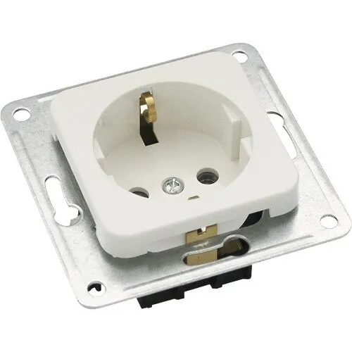 Priza simpla Roth Lange Basic, alb, 71x71x41mm, 1 punte de alimentare, pentru montaj sub tencuiala