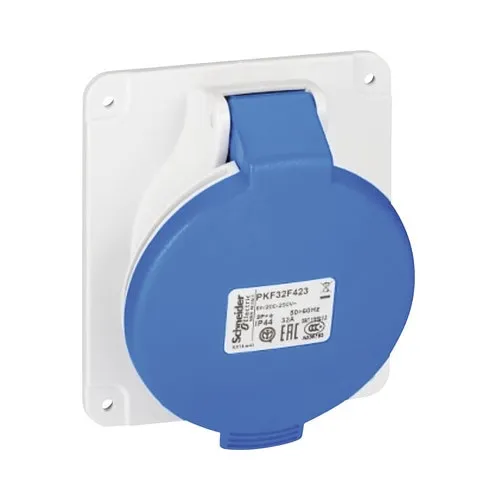 Priza simpla Schneider PratiKa 32A, IP44, montaj ingropat, albastru