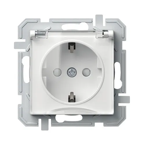 Priza simpla TEM Logiq, capac de protectie, alb, 1 utilizare, IP20