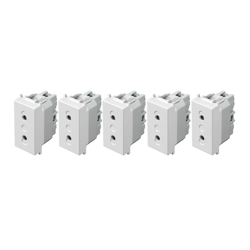 Priza simpla Tem Modul, standard italian, modulara, IP20, alba (set 5 buc)