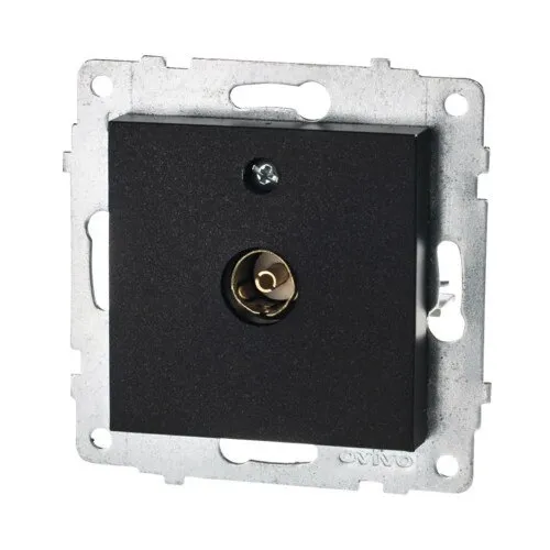 Priza TV de trecere, neagra, 1 priza