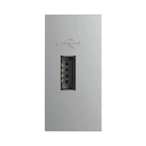 Priza USB simpla, 1 modul, argintiu, IP 20