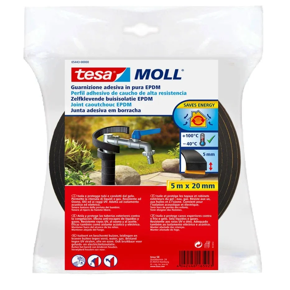 Profil adeziv pentru izolatii conducte, tesa 5443, din cauciuc EPDM, 5 m x 20 mm