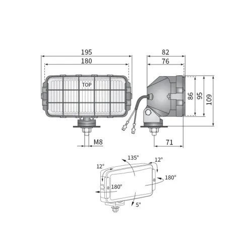 Proiectoare halogen faza lunga H3 180x86 mm cu grila set 2 bucati — imaginea 3