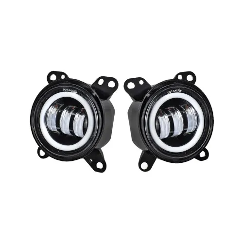 Proiectoare LED auto 30W 6500 lm 12V 4 inch Angel Eyes alb rece galben set 2 bucati