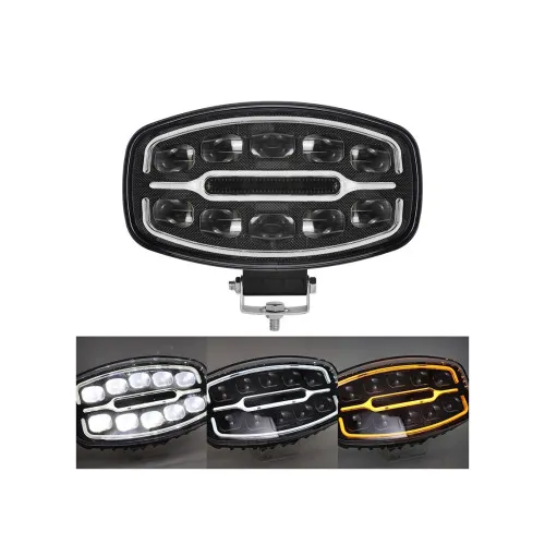 Proiector auto LED 75W 10-30V 2 faze cu DRL alb si portocaliu omologare E9 — imaginea 2