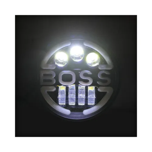 Proiector LED 50W 12V-36V cu lumina de zi semnalizare si logo BOSS rosu — imaginea 4
