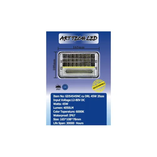 Proiector LED DRL 45W 4050 lm 12V-24V 2 faze — imaginea 2