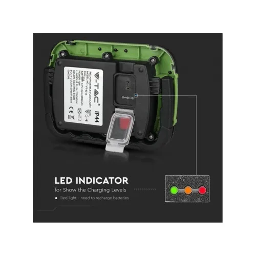 Proiector LED reincarcabil V-TAC 10W Samsung 700lm 4000K USB SOS IP44 — imaginea 6