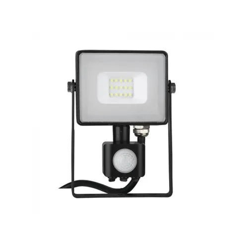 Proiector LED SMD V-TAC 10W Samsung cu senzor 800lm 4000K IP65 negru