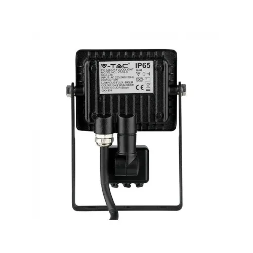 Proiector LED SMD V-TAC 10W Samsung cu senzor 800lm 6400K IP65 negru — imaginea 3