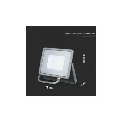 Proiector LED SMD V-TAC 20W Samsung 1600lm 6400K IP65 IK05 gri — imaginea 3