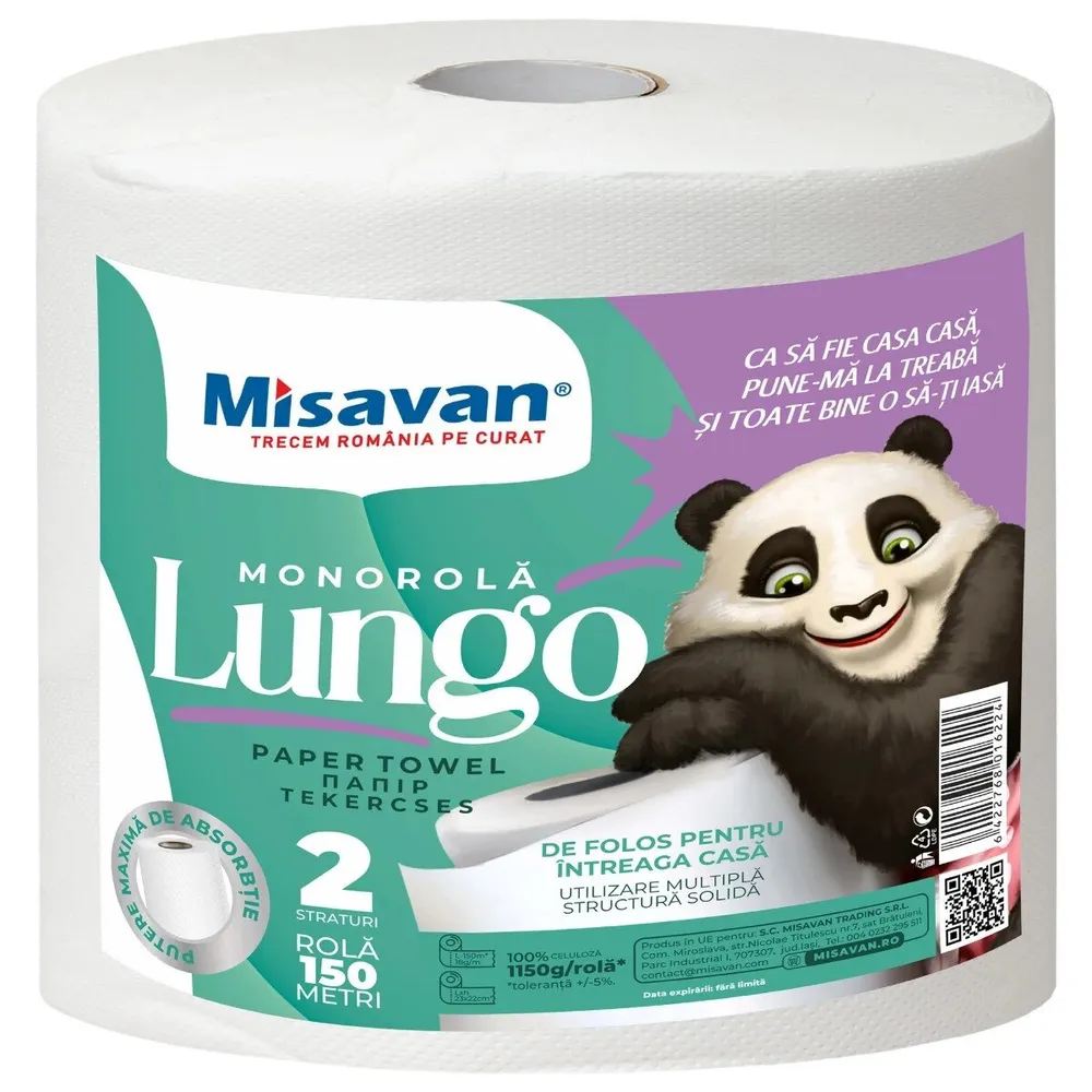 Prosop hartie Misavan Lungo, alb, 2 straturi, L 150 m