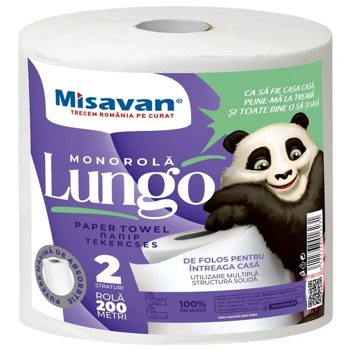 Prosop hartie Misavan Lungo, alb, 2 straturi, L 200 m