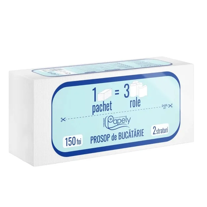 Prosop hartie Papely, alb, 2 straturi, 150 de foi