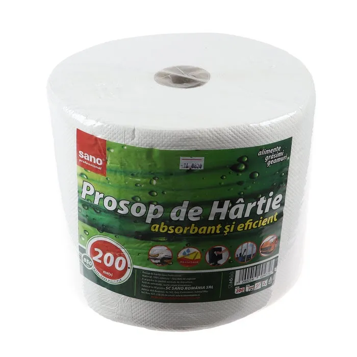 Prosop hartie Sano, alb, 2 straturi, L 200 m