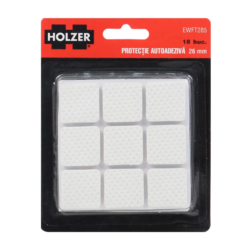 Protectie autoadeziva pentru pardoseala, Holzer EWFT285, patrata, 26x26mm, set 18 bucati