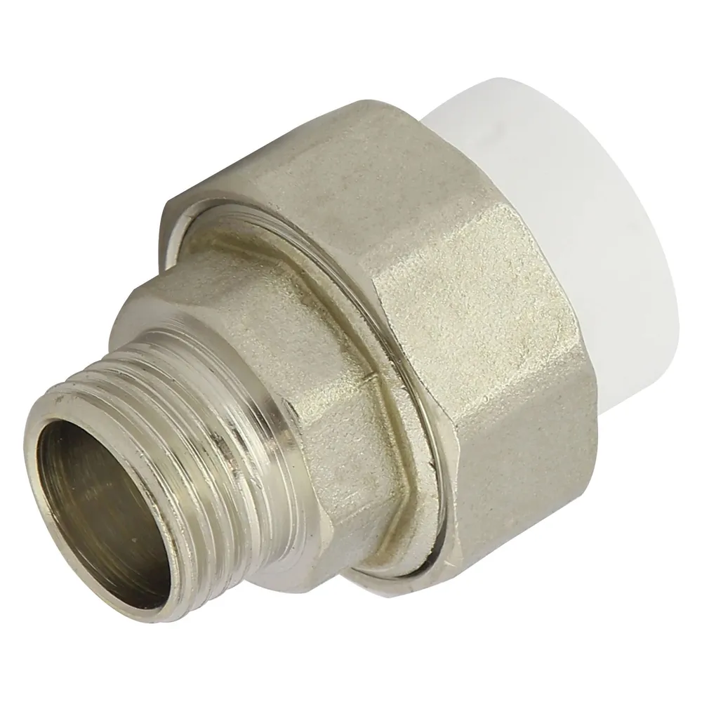 Racord olandez PPR, D 25 mm x 3/4", filet exterior, alb