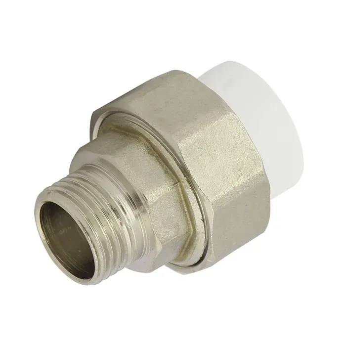 Racord olandez PPR, D 50 mm x 1 1/2", filet exterior, alb