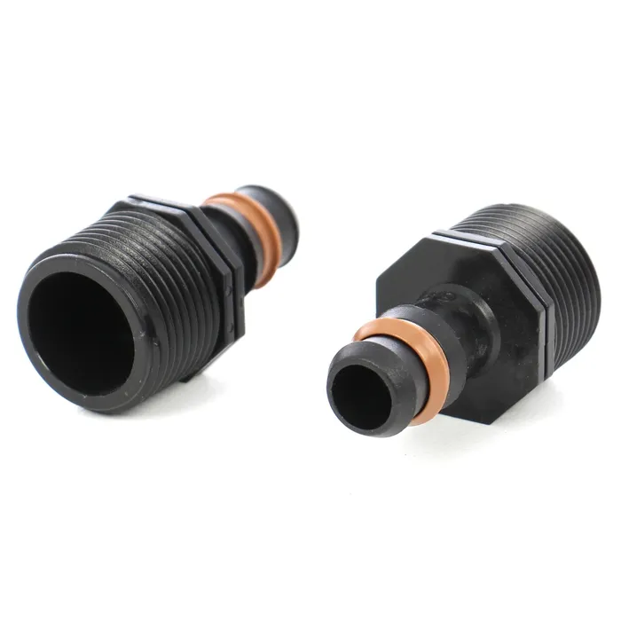 Racord pentru tub pentru irigatii prin picurare, cu inel de siguranta, filet exterior 3/4", negru, polipropilena