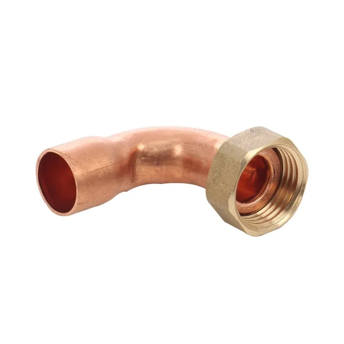 Racord semiolandez cu cot interior-interior, cupru, 15 mm x 1/2"