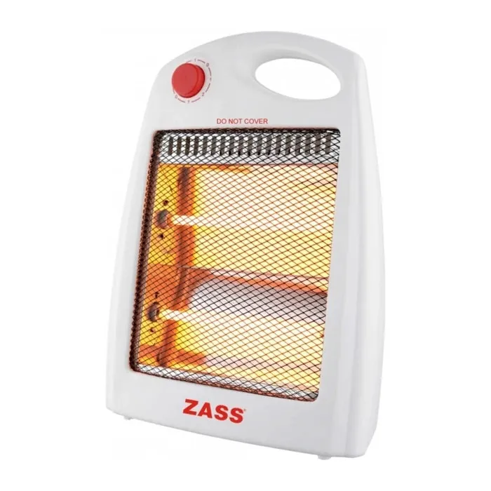 Radiator, quartz, Zass ZQH-02, 2 trepte, 800 W, 175 x 290 x 400 mm, 2 elemente incalzire, protectie la rasturnare, protectie la supraincalzire, alb