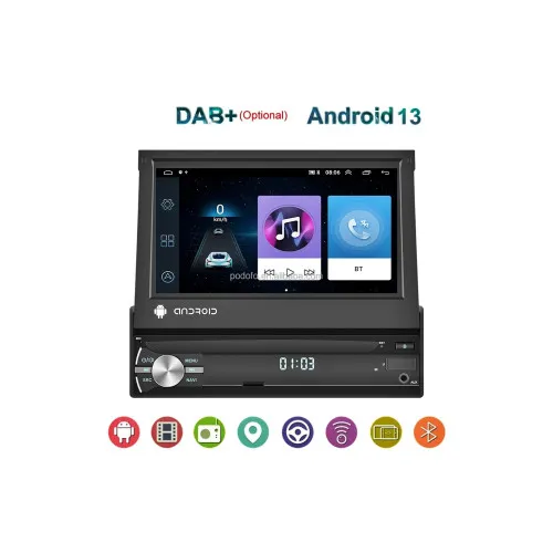 Radio 1DIN Android cu ecran retractabil 7 inch, 2+64G, Wireless Carplay Android Auto BT WiFi GPS — imaginea 4