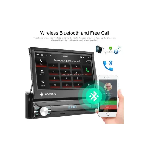 Radio 1DIN Android cu ecran retractabil 7 inch, 2+64G, Wireless Carplay Android Auto BT WiFi GPS — imaginea 3